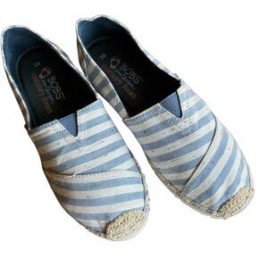 Skechers Bobs Espadrilles Women 7 Blue White Stripe Memory Foam Canvas Slip On